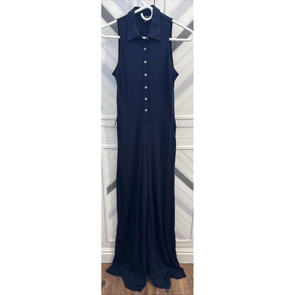 Lauren Ralph Lauren Women's Small Navy Sleeveless Wide‎ Leg Romper ***No Belt***